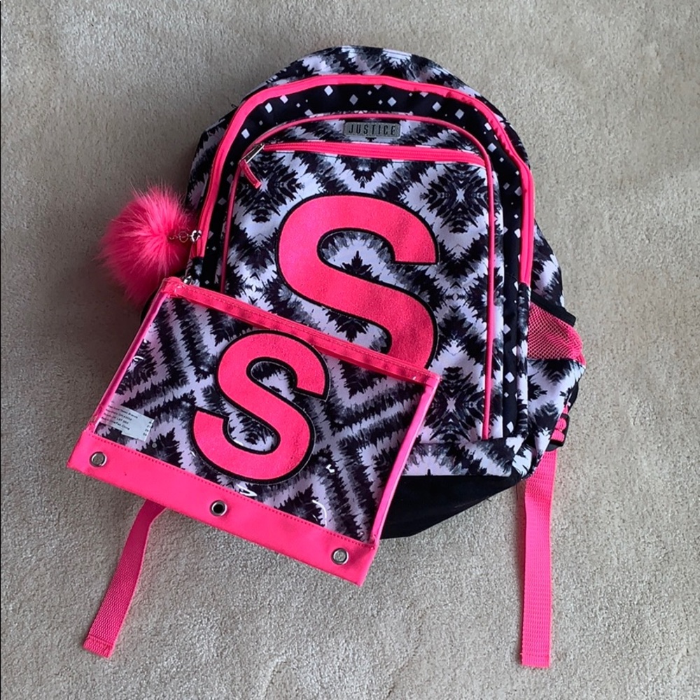 “S” Initial Justice Backpack & Pencil Pouch